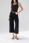 Black High-Rise Wide-Leg Culotte Jeans