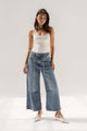 Blue High-Rise Wide-Leg Culotte Jeans