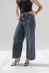 Deep Blue High-Rise Wide-Leg Culotte Jeans