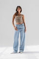 Light Blue Wide-Leg Denim with Folded Cuff Detail