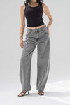 Grey Low-Rise Barrel-Leg Jeans