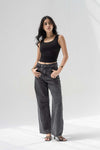 Grey High-Rise Wide-Leg Jeans