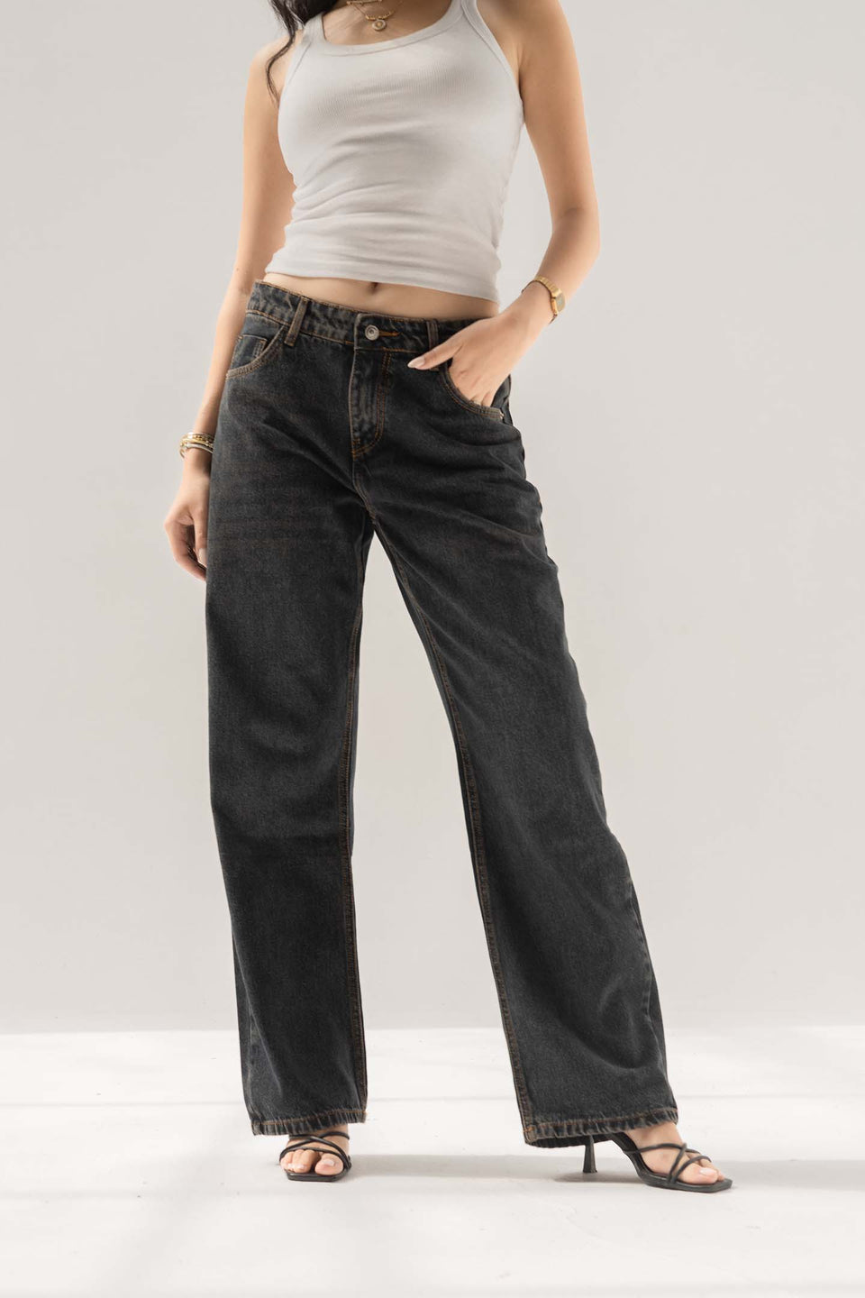 Vintage Blue Mid-Rise Relaxed Straight Jeans