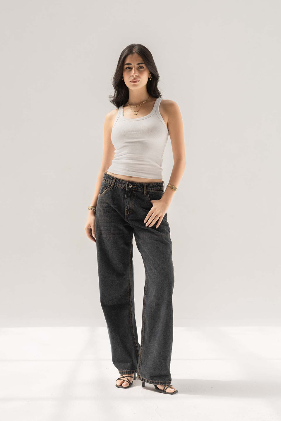 Vintage Blue Mid-Rise Relaxed Straight Jeans