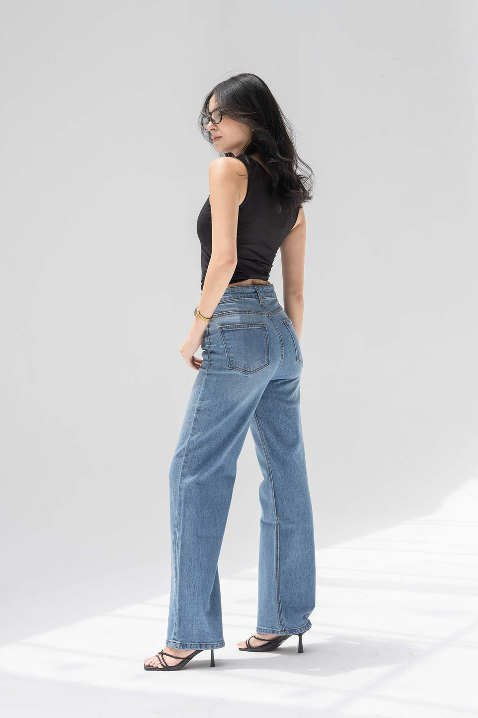 Blue High-Rise Relaxed Straight Jeans