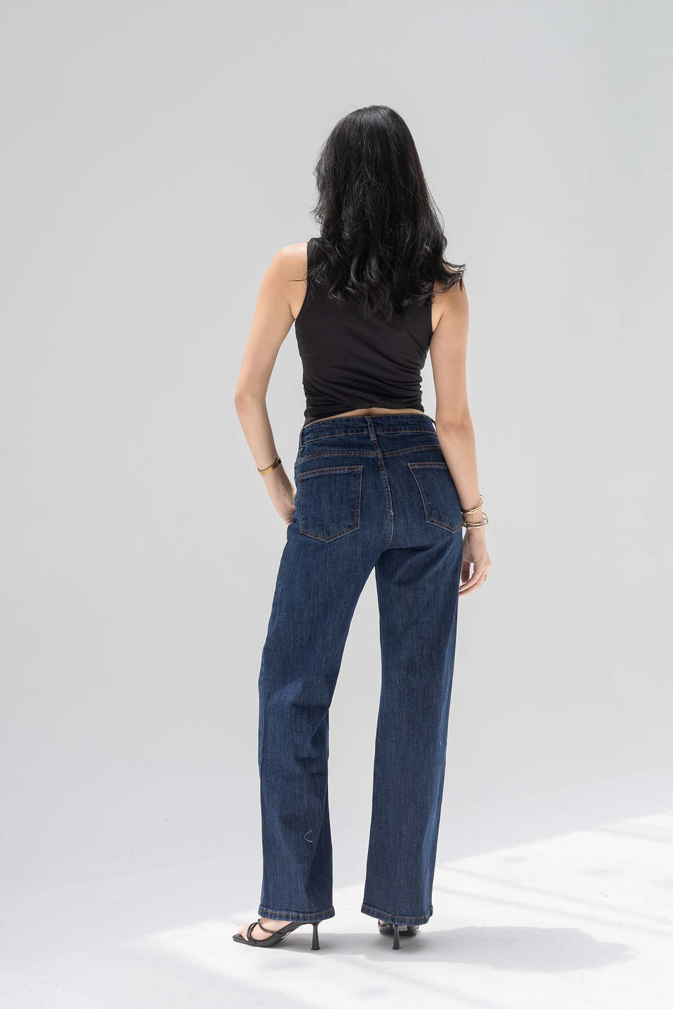 Navy High-Rise Relaxed Straight Jeans