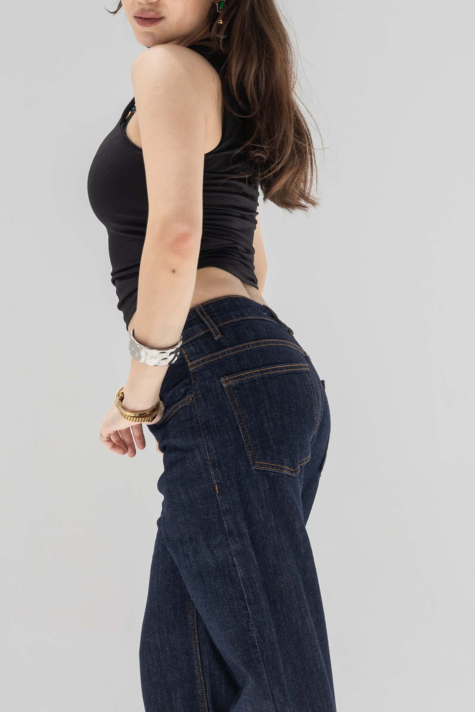 Vintage_Navy High-Rise Relaxed Straight Jeans