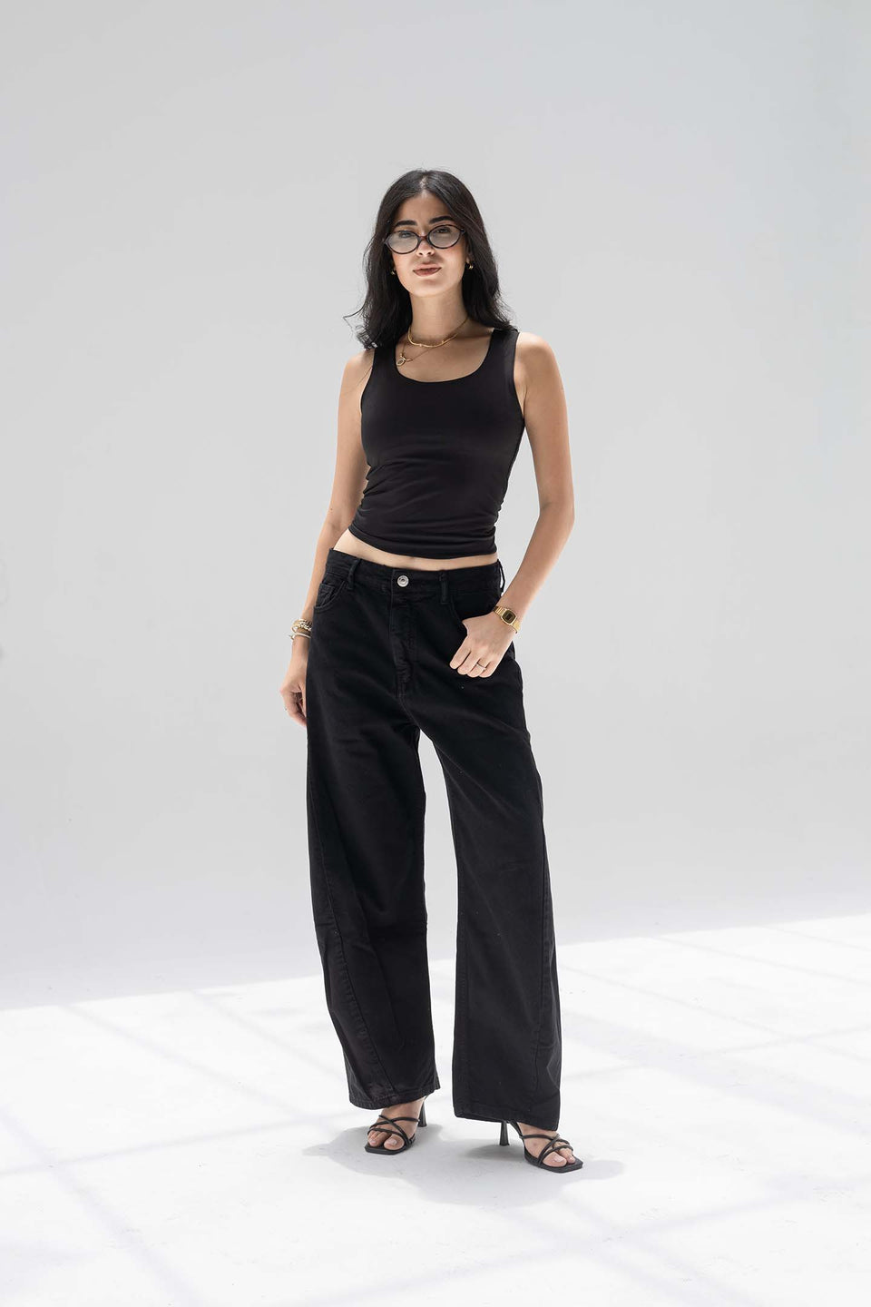 Black Low-Rise Baggy Corduroy Pants