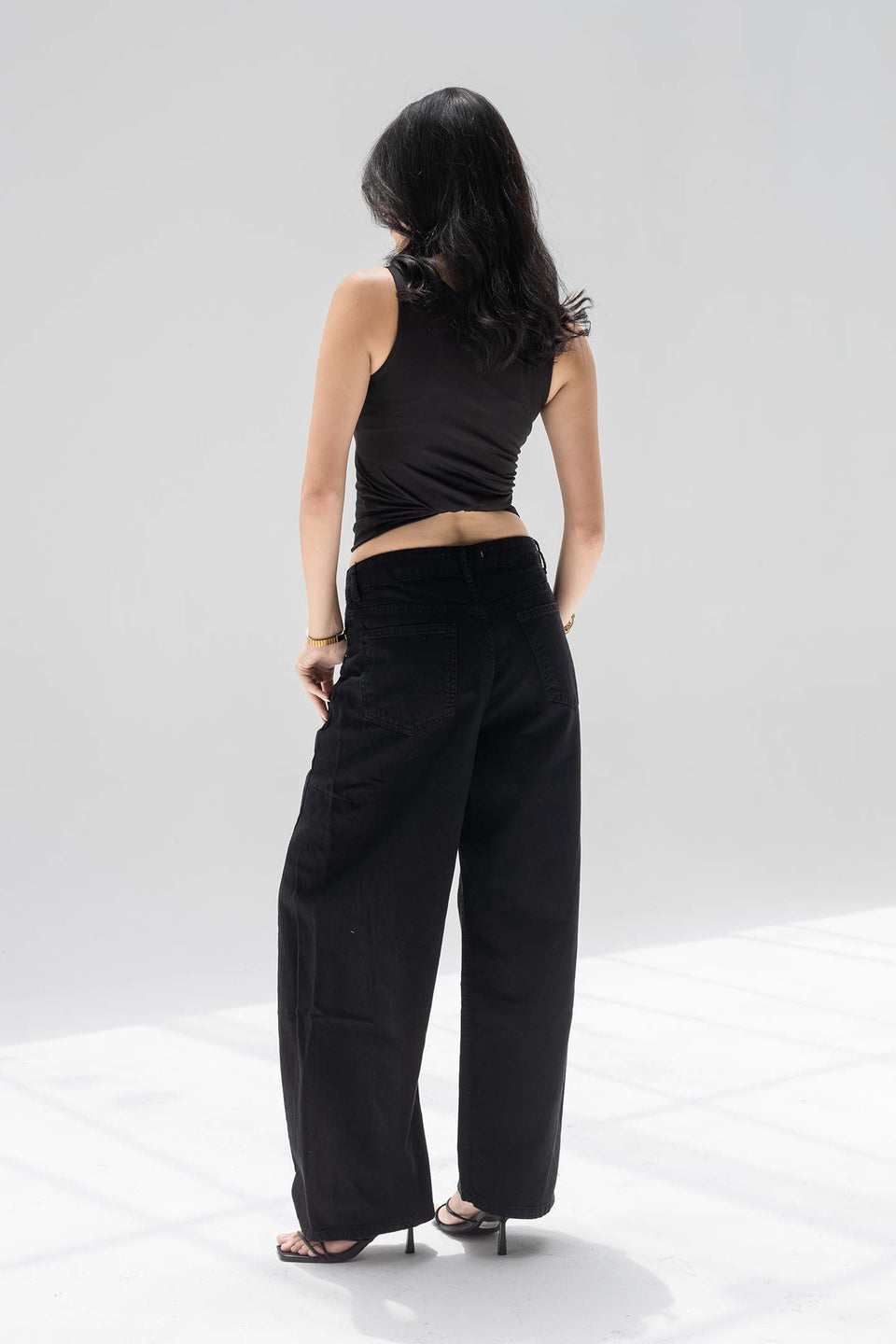 Black Low-Rise Baggy Corduroy Pants