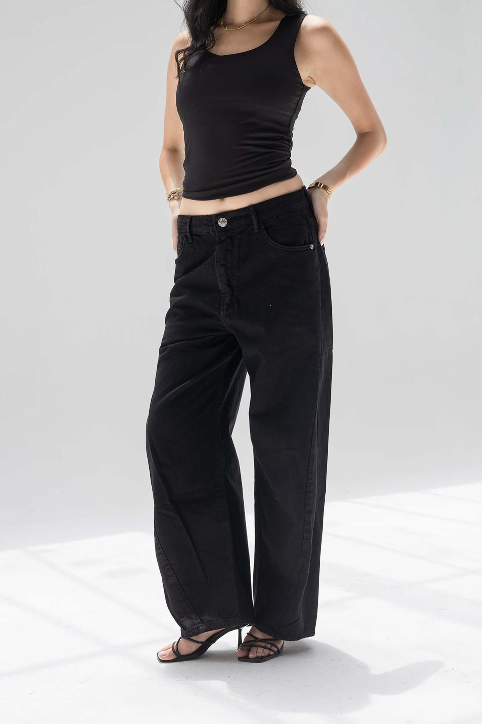 Black Low-Rise Baggy Corduroy Pants