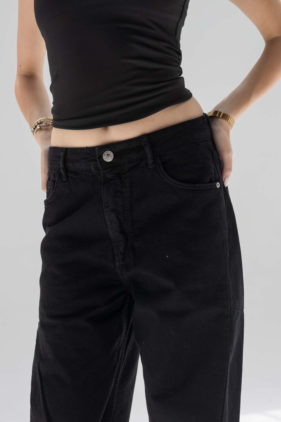 Black Low-Rise Baggy Corduroy Pants