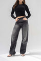 Dark Grey High-Rise Relaxed Wide-Leg Jeans