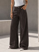Brown High-Rise Wide-Leg Flare Jeans