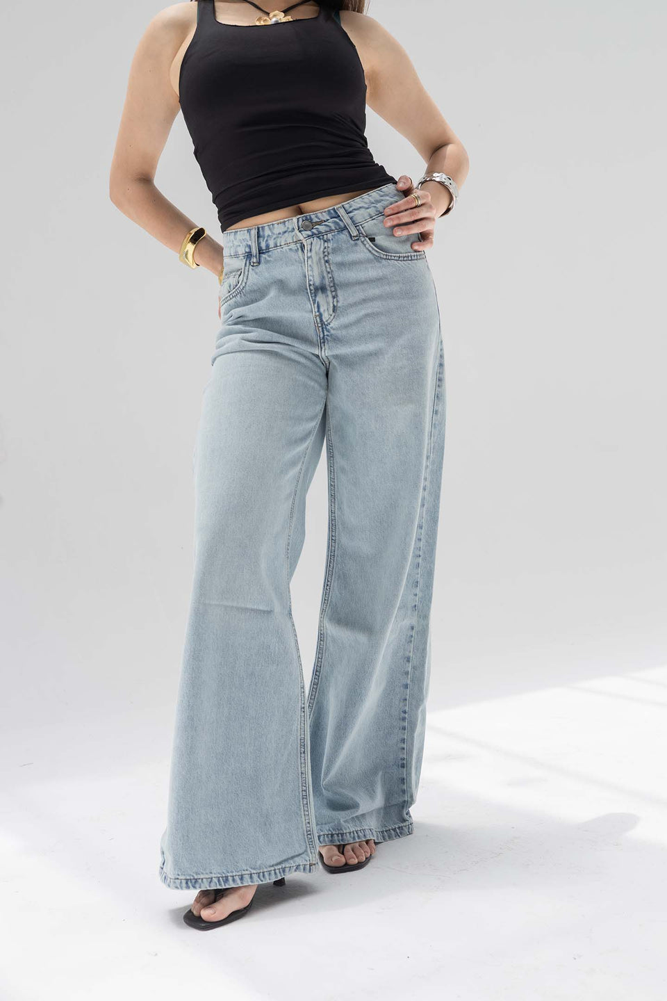 Light Blue High-Rise Wide-Leg Flare Jeans