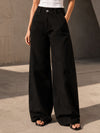 Black Wrap Waist Wide Leg Pants