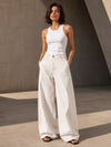 Off White Wrap Waist Wide Leg Pants