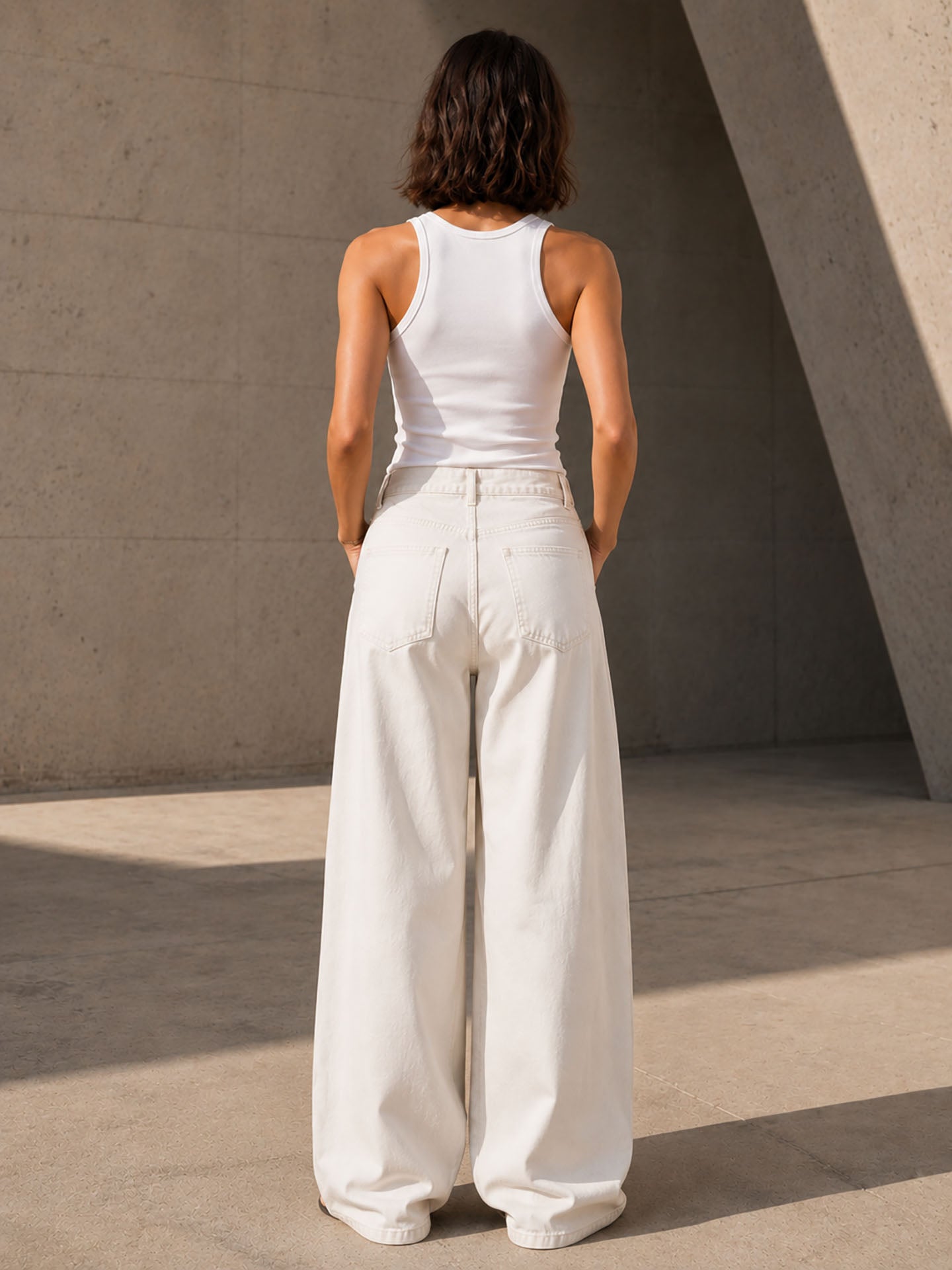 Off White Wrap Waist Wide Leg Pants