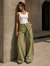 Olive Wrap Waist Wide Leg Pants