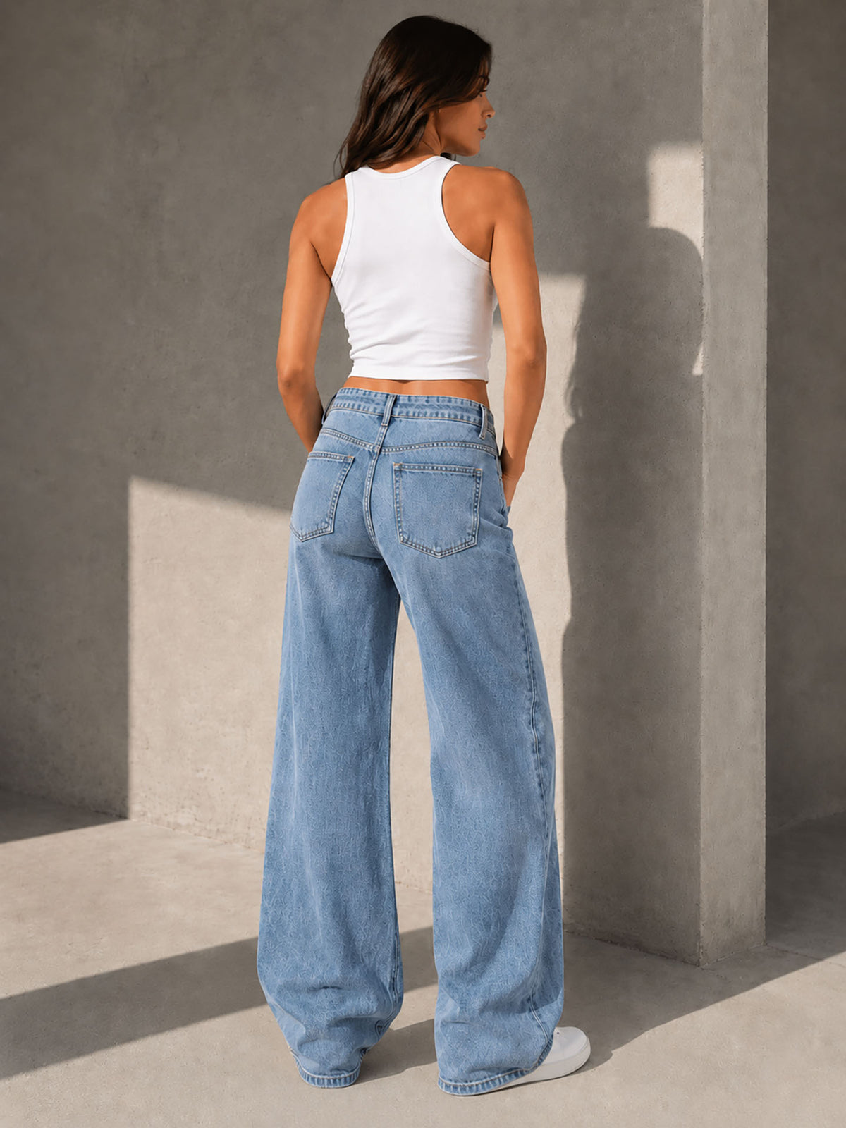 Light_Blue Double Waist Wide Leg Jeans