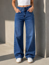 Blue Double Waist Wide Leg Jeans