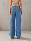 Blue High Rise Star Pockets Straight Jeans
