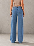 Blue High Rise Star Pockets Straight Jeans