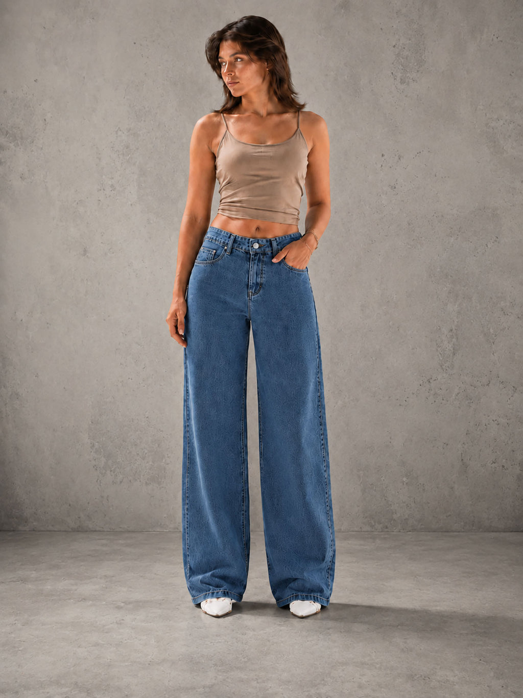 Blue High Rise Star Pockets Straight Jeans