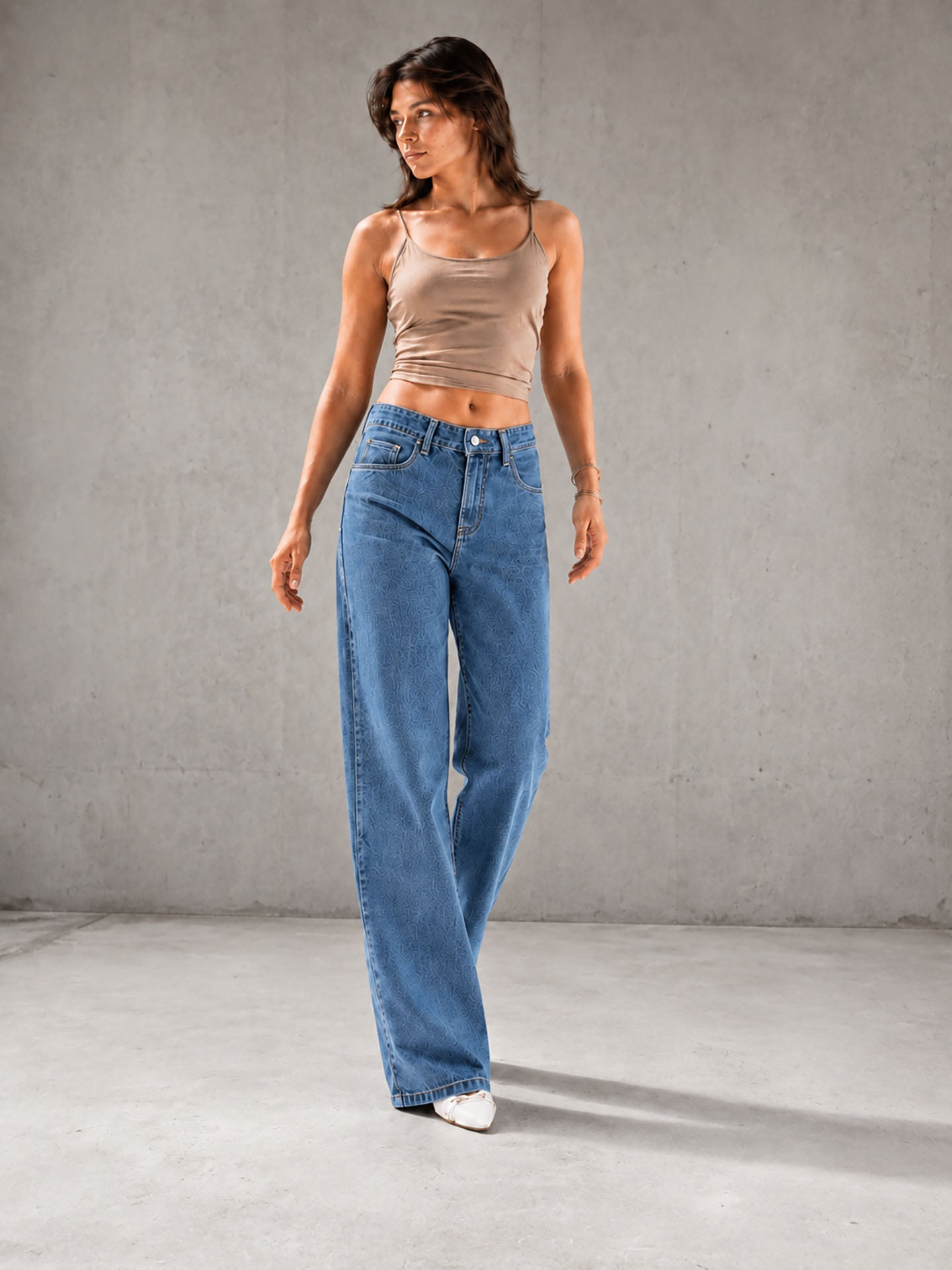 Blue High Rise Star Pockets Straight Jeans