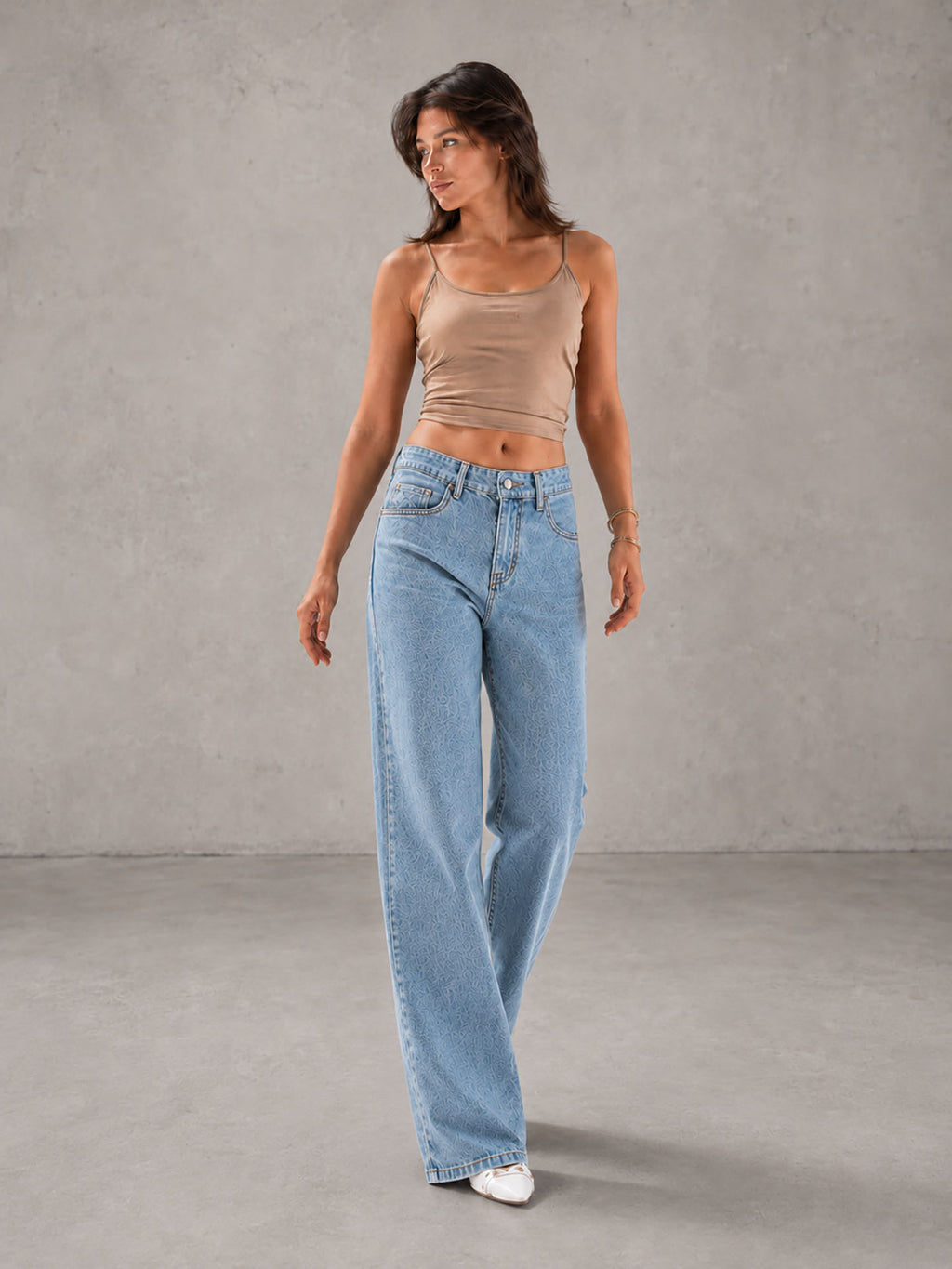 Light Blue High Rise Star Pockets Straight Jeans