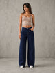 Navy High Rise Star Pockets Straight Jeans