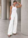 Off White Button-Waist Wide-Leg Pants