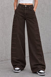 Brown Wide-Leg Pants with Side Tab Details