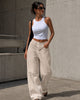 Beige Wide Leg Pants with Cross Waist Detail