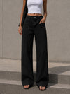 Black Wide Leg Pants with Cross Waist Detail