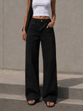 Black Wide Leg Pants with Cross Waist Detail
