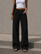 Black Wide Leg Pants with Cross Waist Detail
