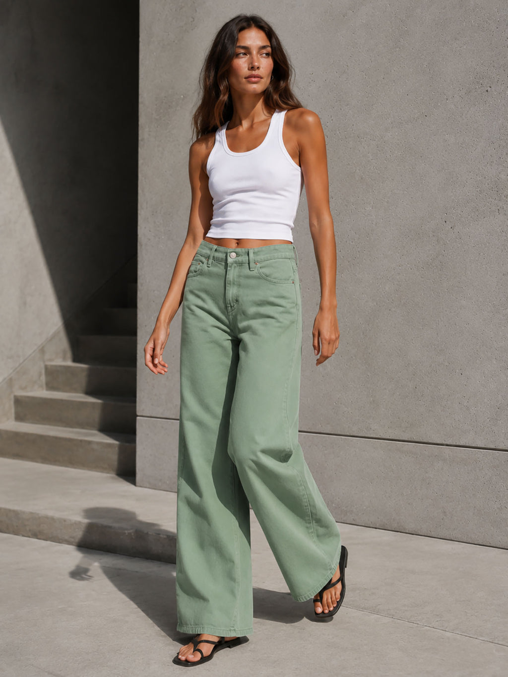 Mint High Rise Wide Leg Pants