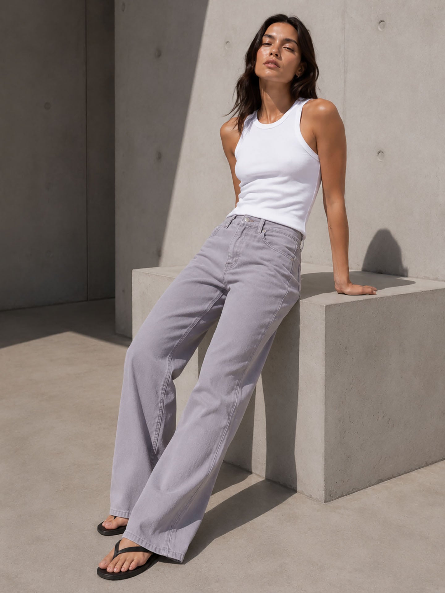 Purple High Rise Wide Leg Pants