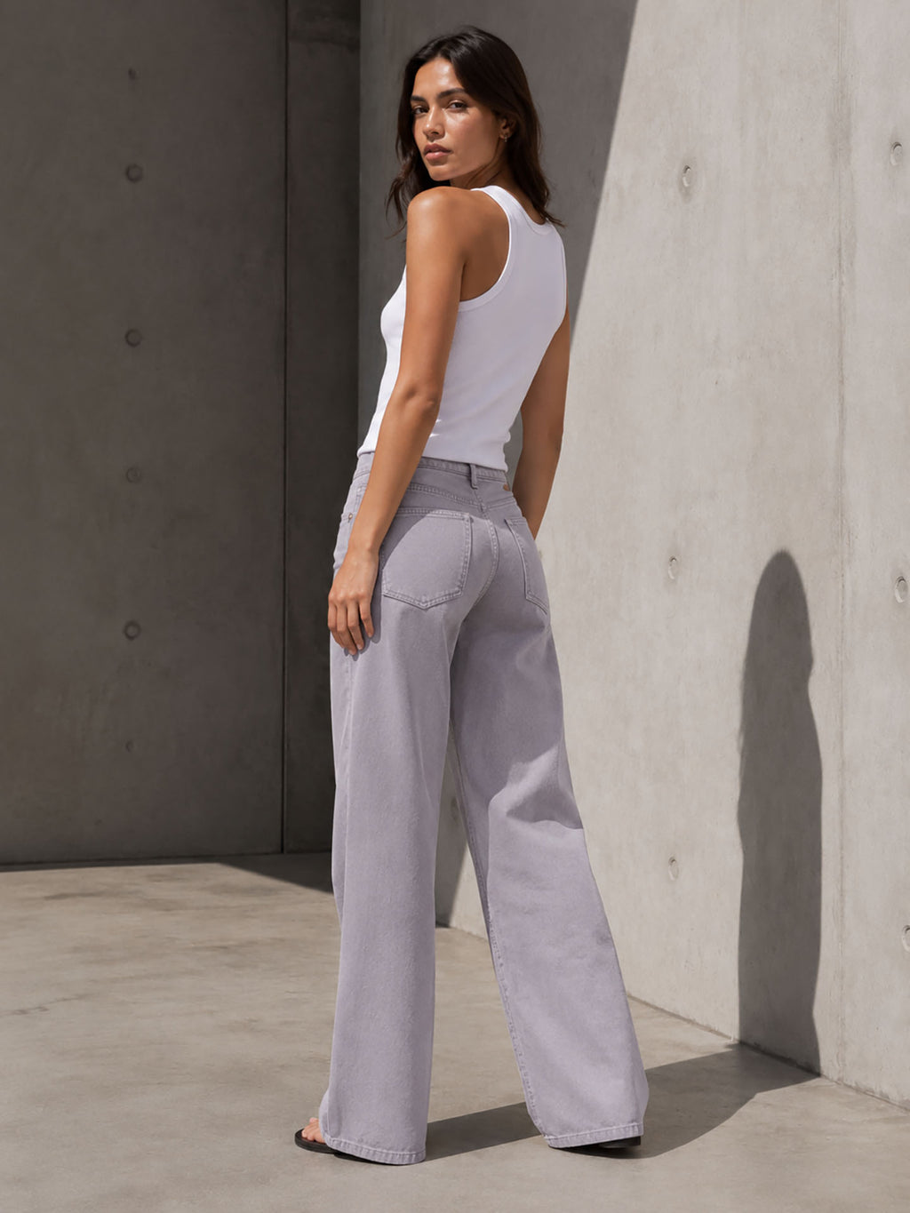 Purple High Rise Wide Leg Pants