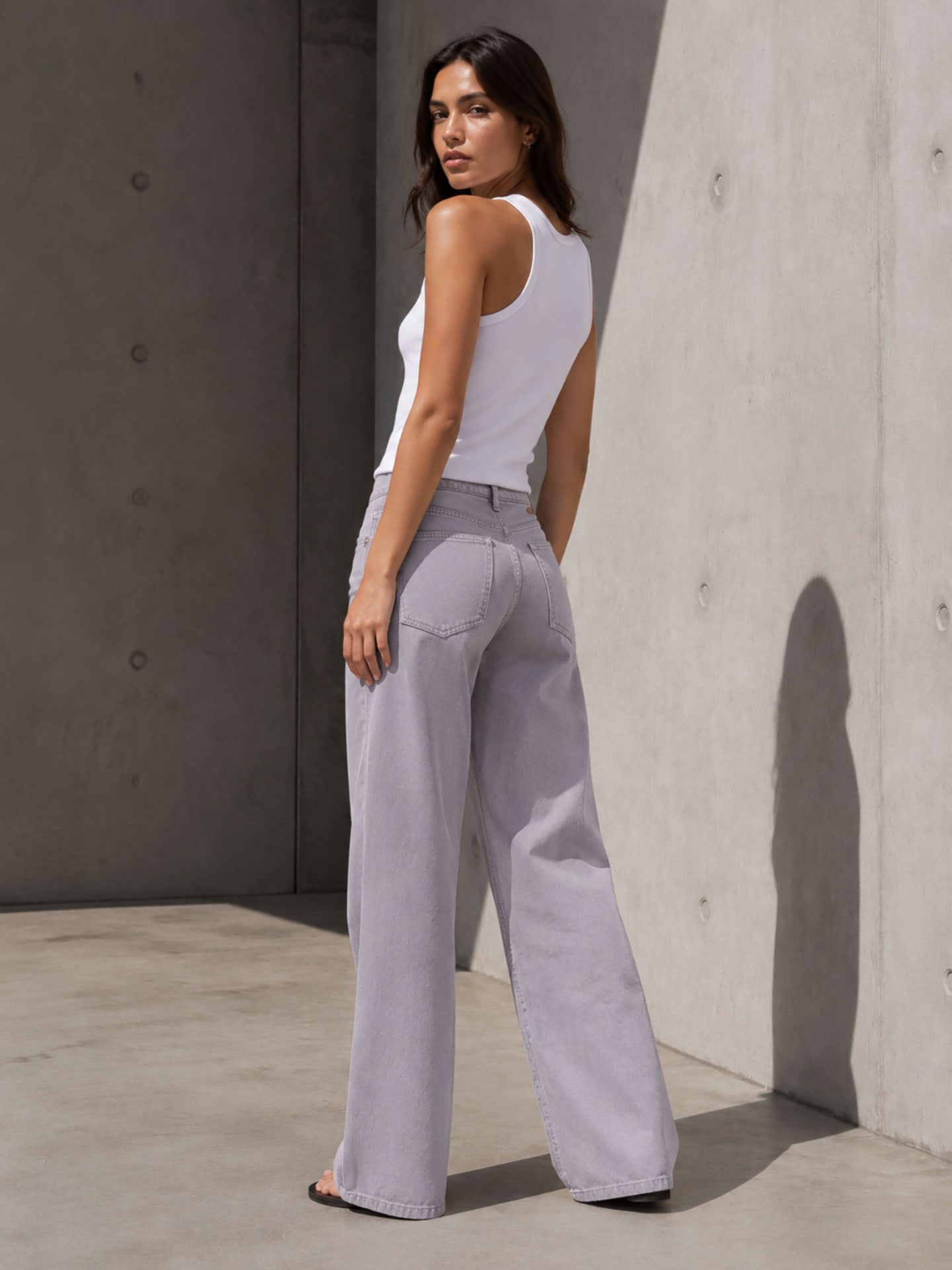 Purple High Rise Wide Leg Pants