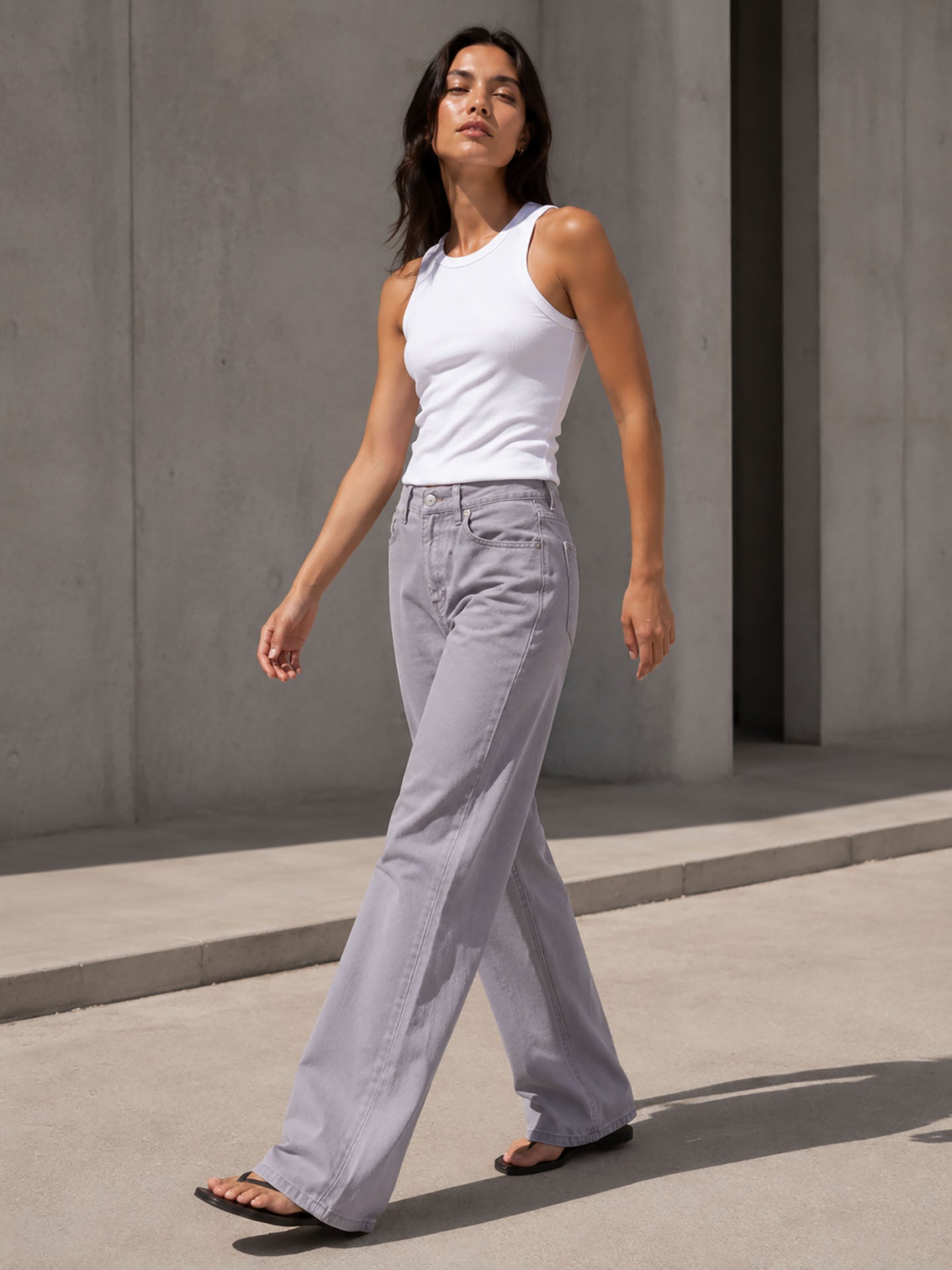 Purple High Rise Wide Leg Pants