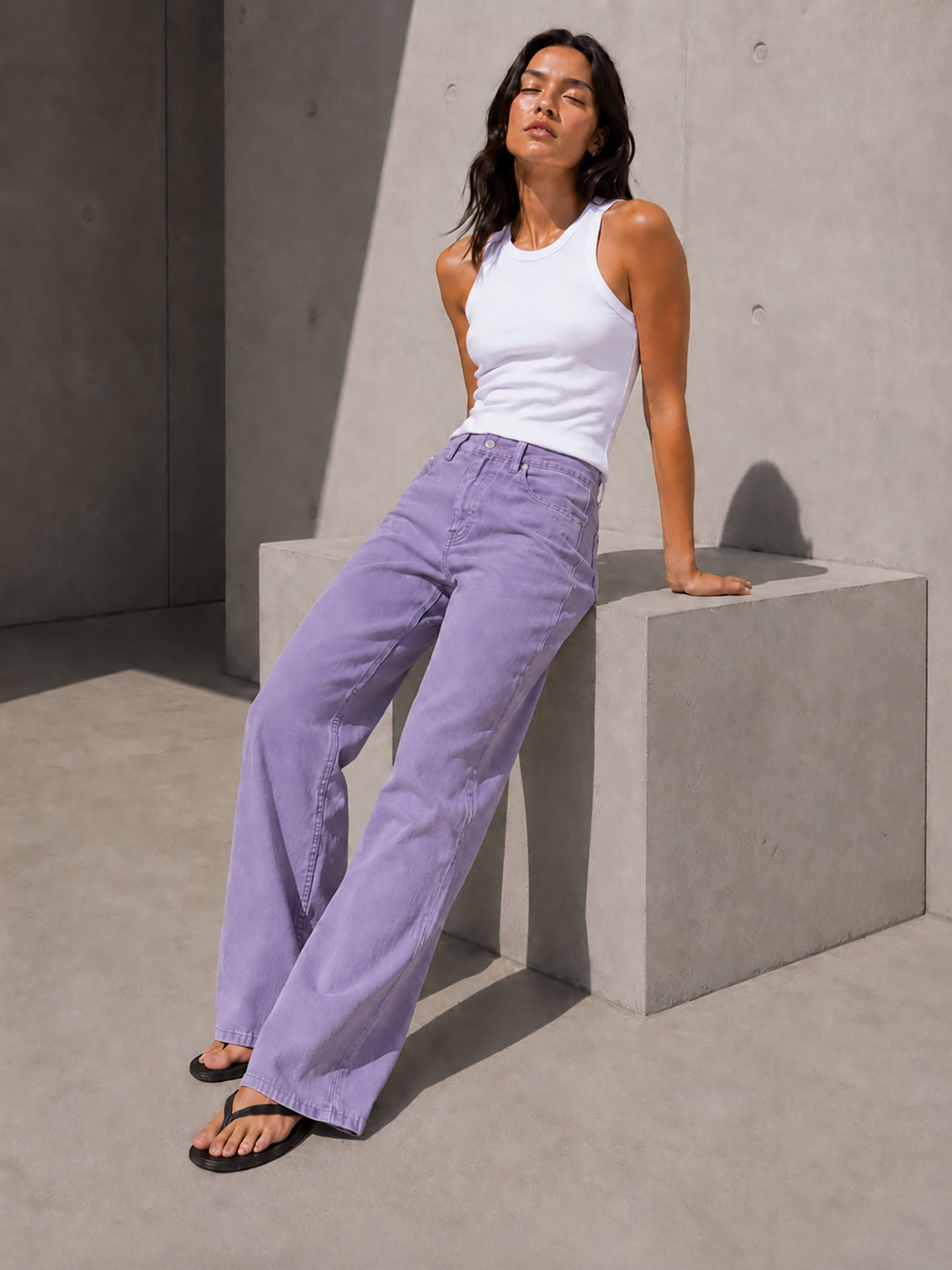 Purple High Rise Wide Leg Pants