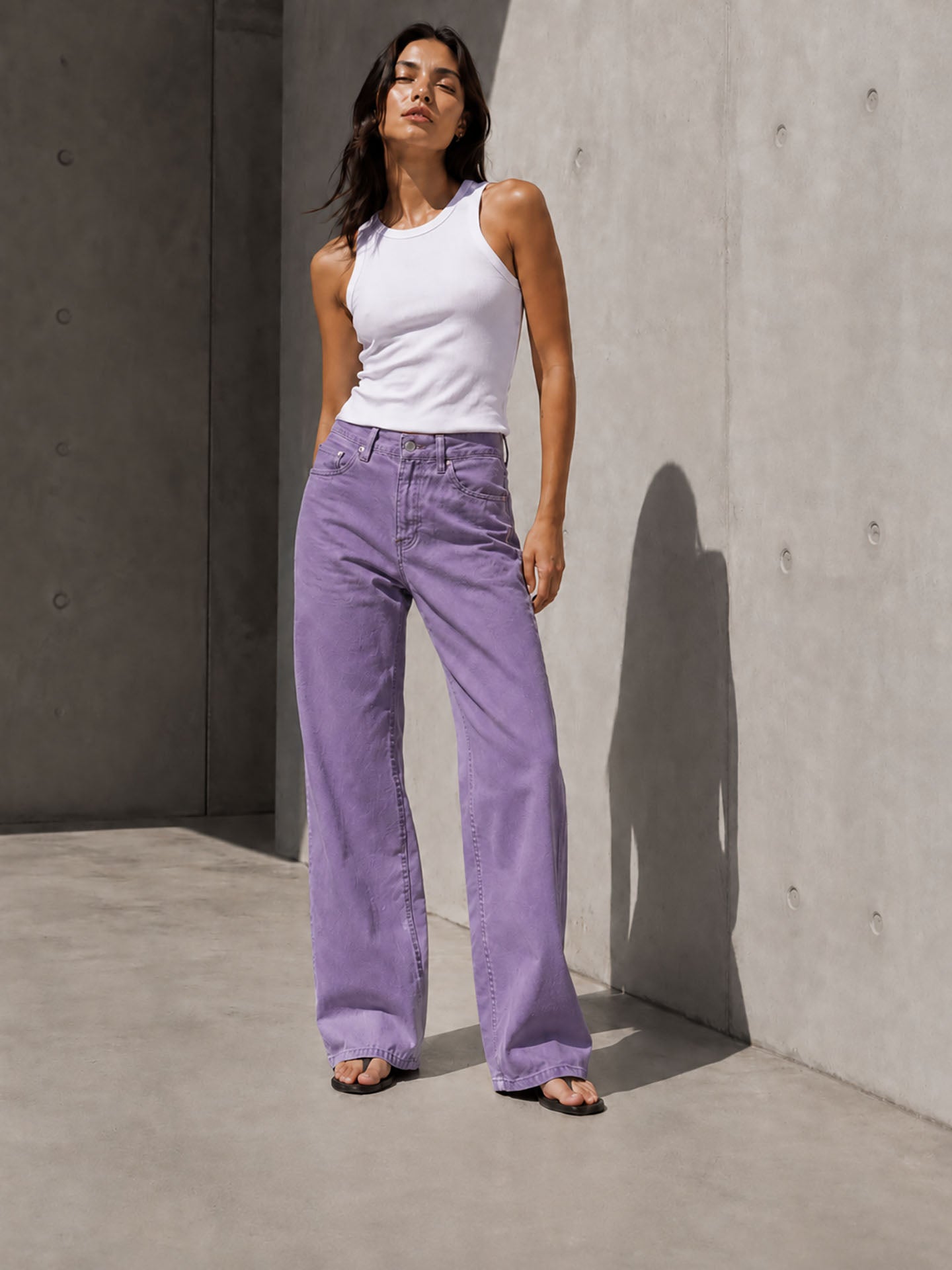 Purple High Rise Wide Leg Pants