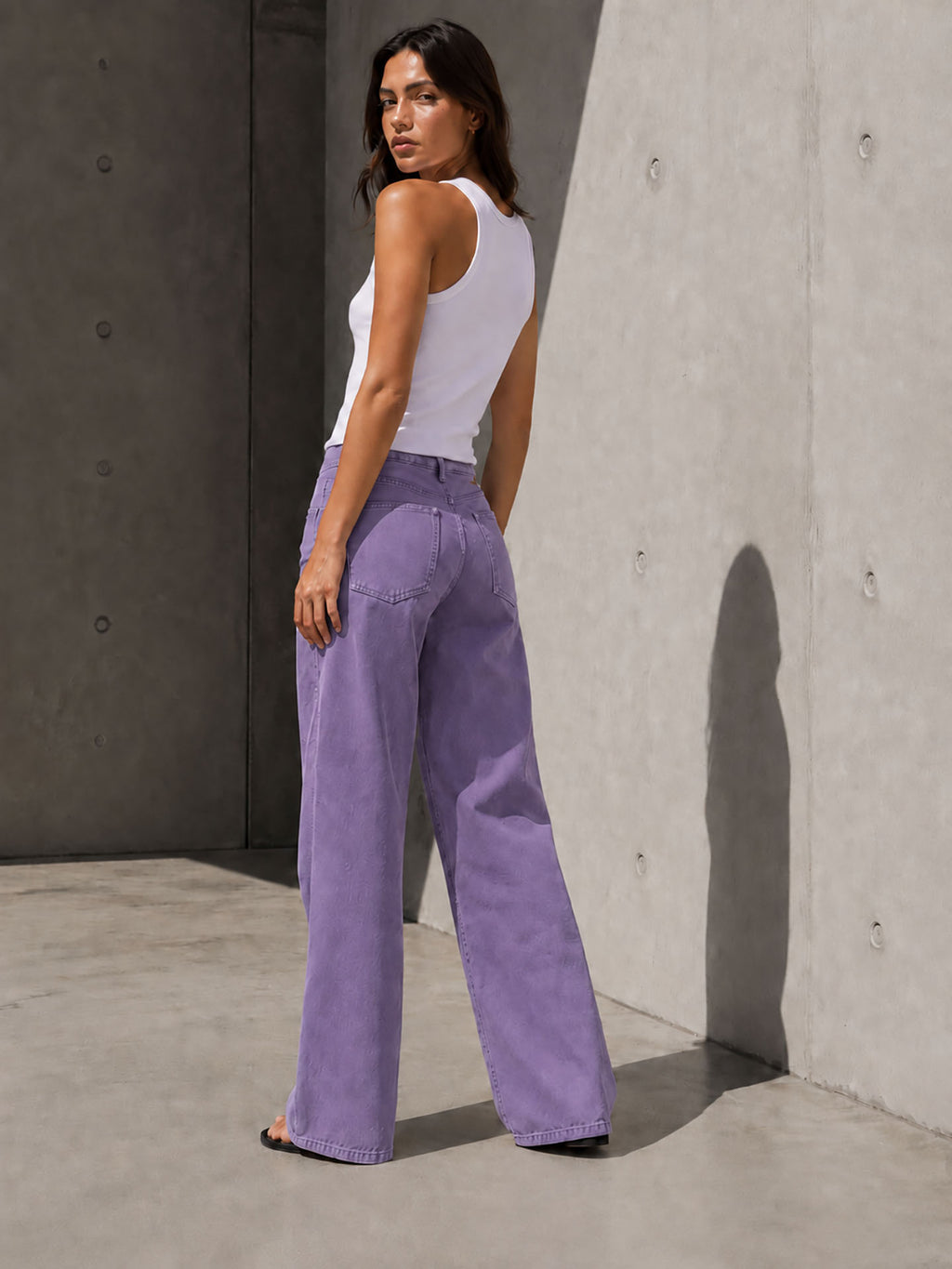 Purple High Rise Wide Leg Pants
