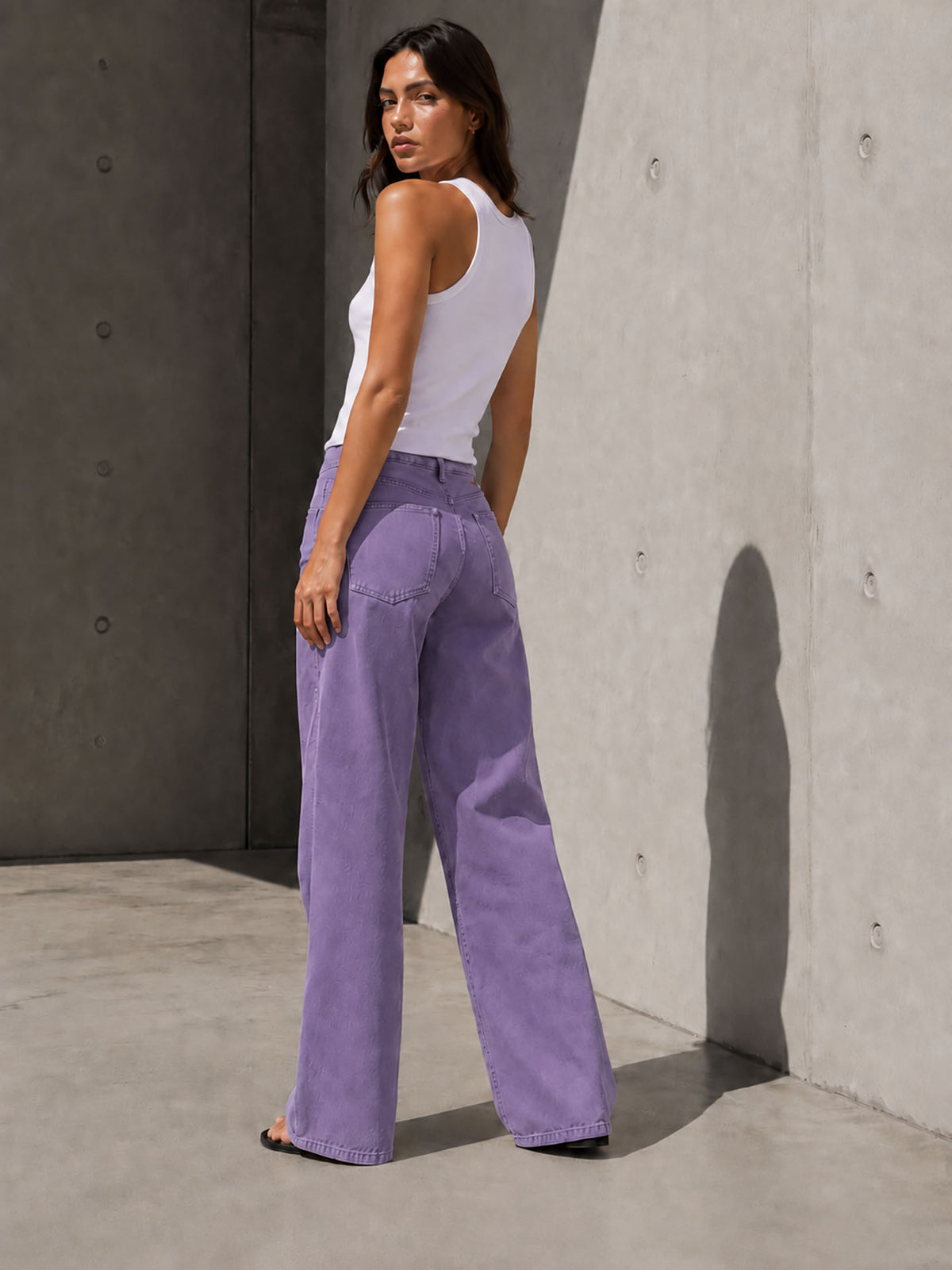 Purple High Rise Wide Leg Pants