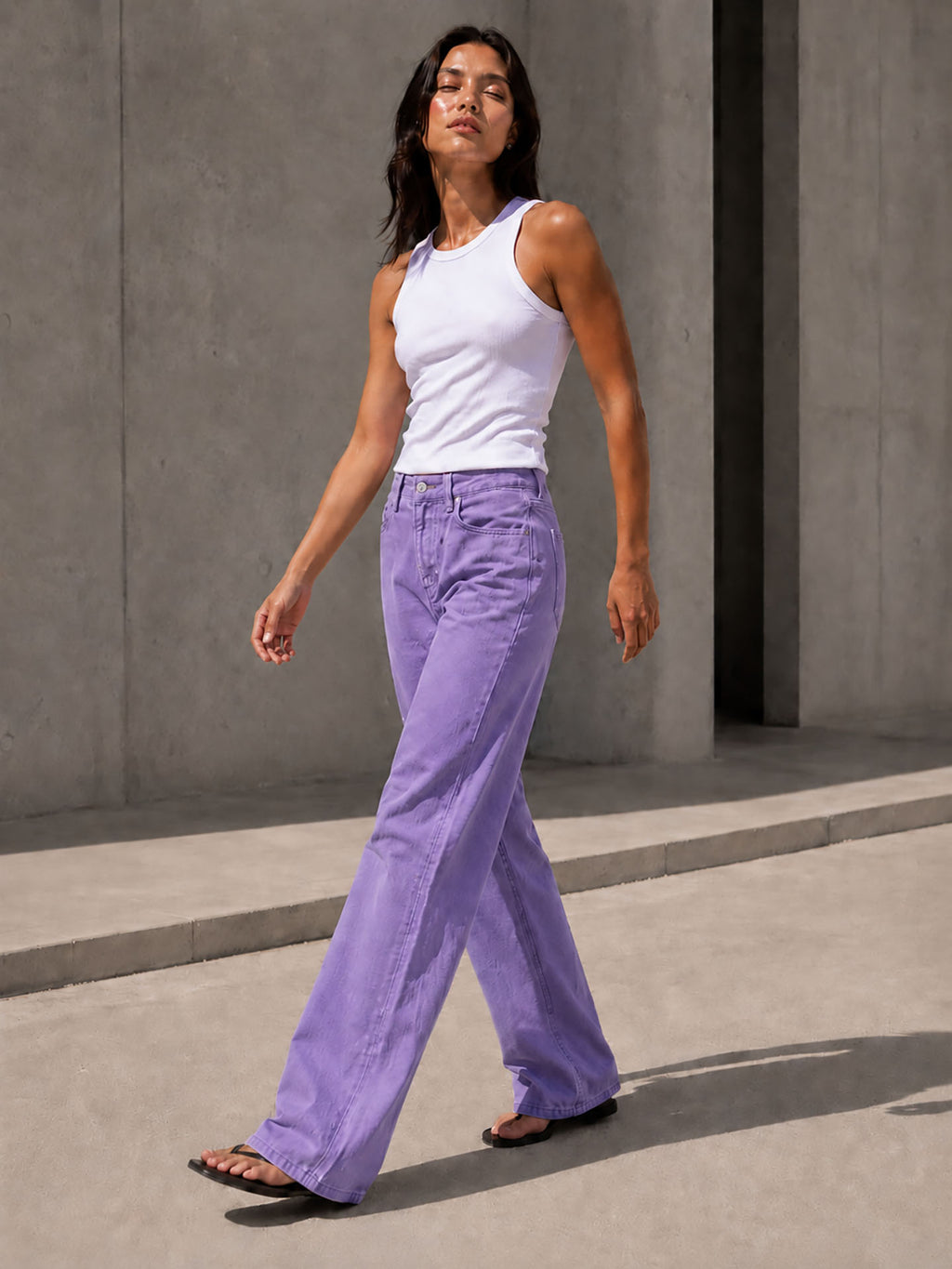 Purple High Rise Wide Leg Pants