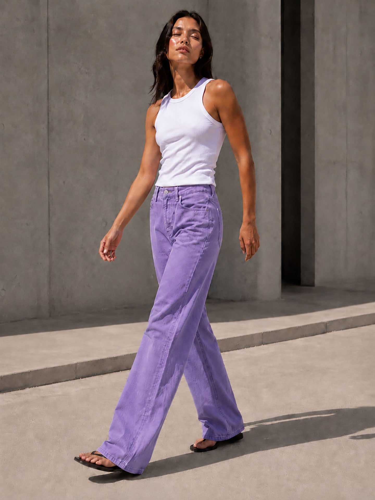 Purple High Rise Wide Leg Pants