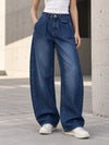 Deep Blue Pleated Baggy with Front Flap Pocket - view 1