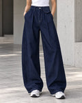 Navy Pleated Baggy with Front Flap Pocket - view 1
