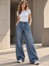 Vintage Blue Pleated Baggy with Front Flap Pocket - view 1